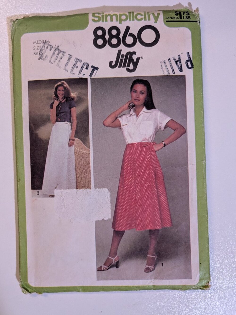 Vintage Simplicity 8860 Jiffy Women's Wrap Skirt Sewing Pattern Size Miss Medium